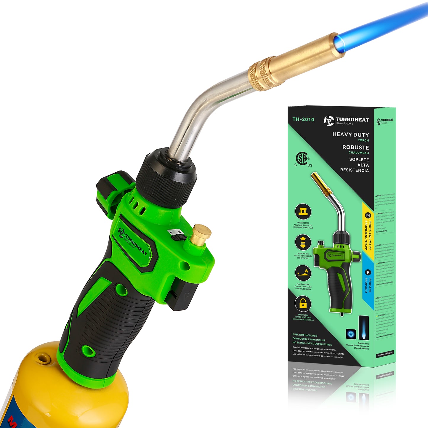 Propane Torch Head,High-Intensity Propane Torch Head with Igniter,Trigger Start MAPP Gas Torch Gun Rubber Easy Grip Handle,MAP Gas Torch Kit for MAPP PRO Propane Soldering Welding Brazing