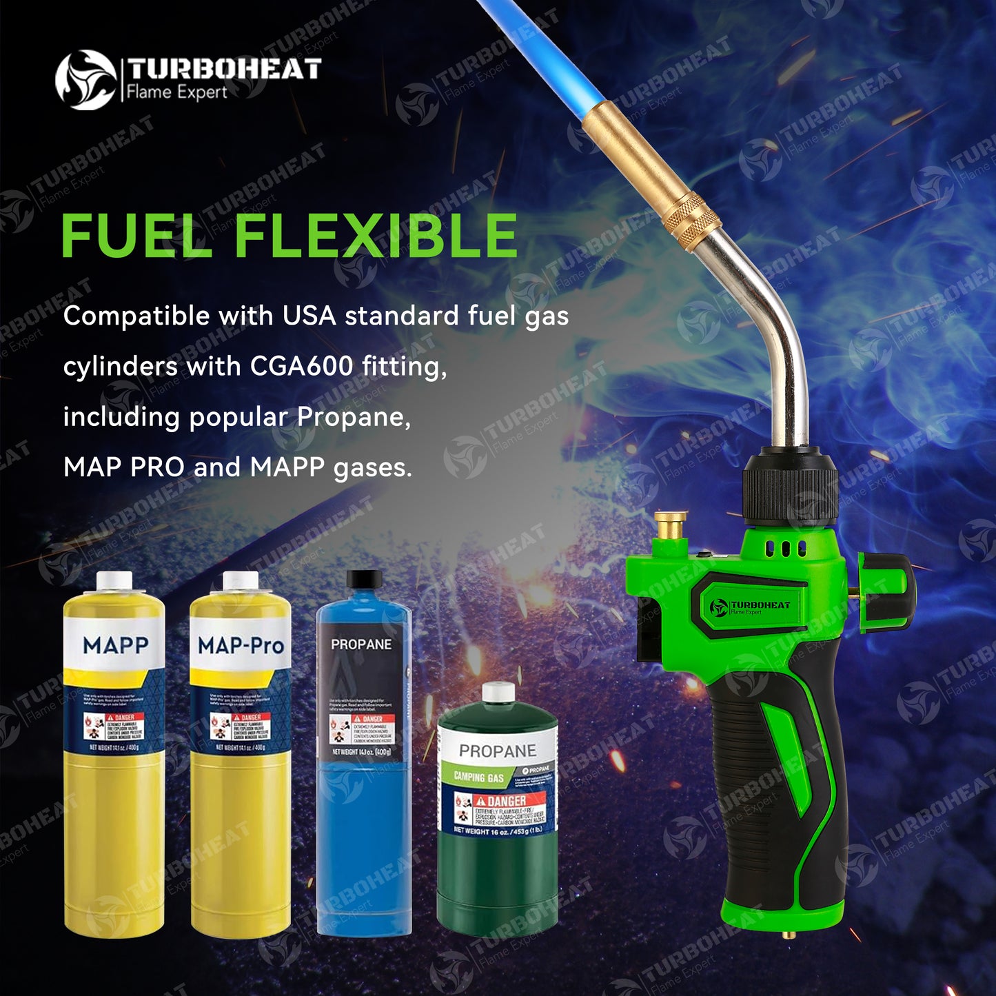 Propane Torch Head,High-Intensity Propane Torch Head with Igniter,Trigger Start MAPP Gas Torch Gun Rubber Easy Grip Handle,MAP Gas Torch Kit for MAPP PRO Propane Soldering Welding Brazing