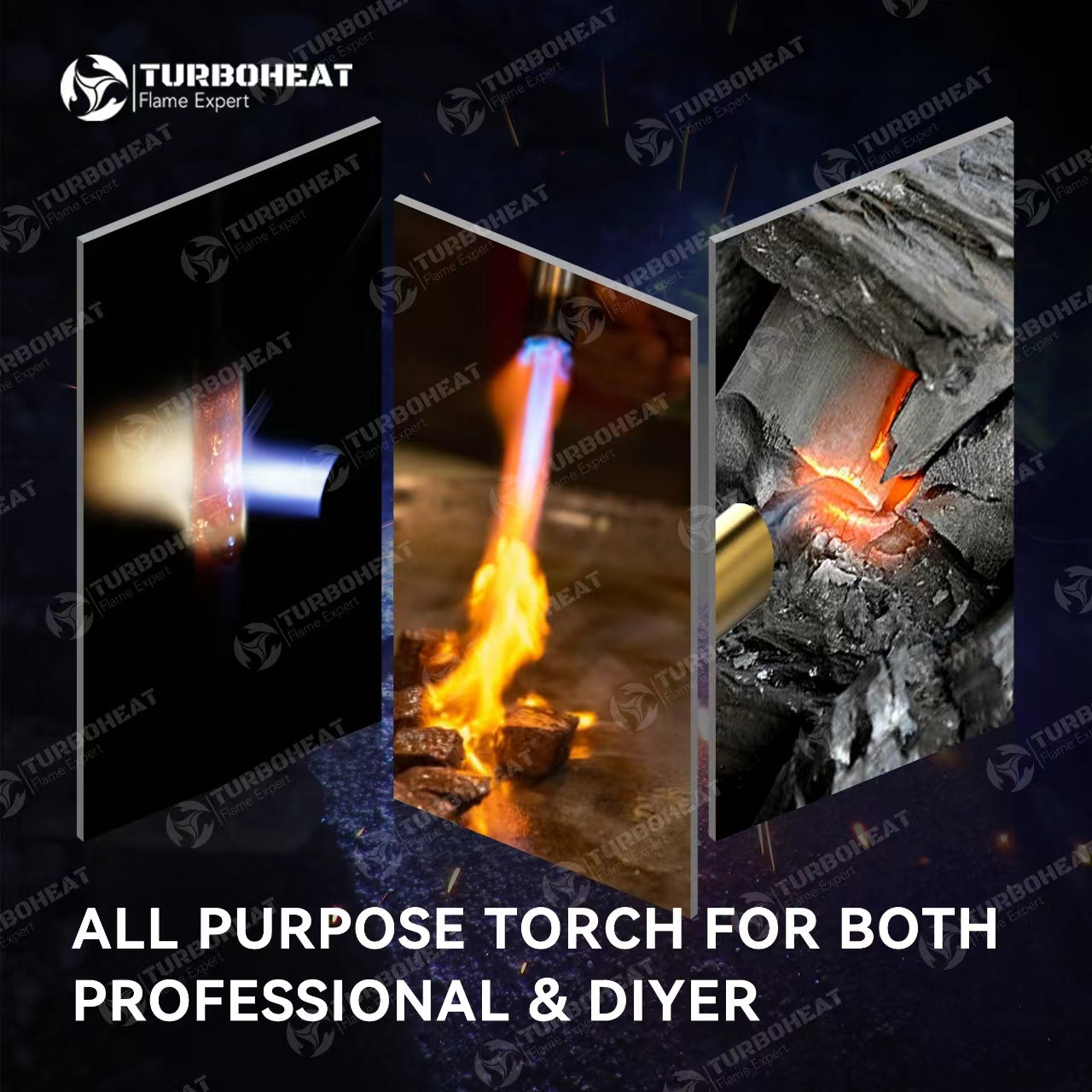 Super Jumbo Turbo Flame Propane Brass Torch with 5 ft Hose & Self Ignition High Intensity Portable Welding Torch kit Fuel on MAPP MAP Pro Gas for Soldering Brazing Large Diameter Copper Pipe