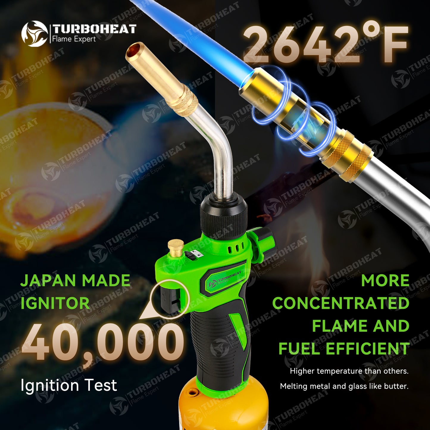 Propane Torch Head,High-Intensity Propane Torch Head with Igniter,Trigger Start MAPP Gas Torch Gun Rubber Easy Grip Handle,MAP Gas Torch Kit for MAPP PRO Propane Soldering Welding Brazing 