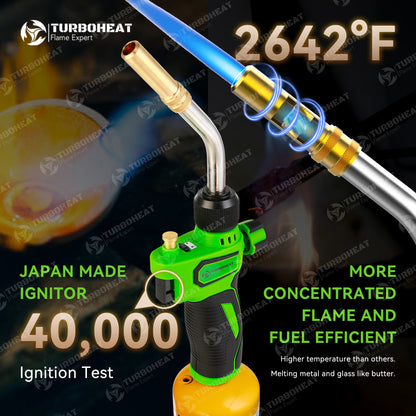 Propane Torch Head,High-Intensity Propane Torch Head with Igniter,Trigger Start MAPP Gas Torch Gun Rubber Easy Grip Handle,MAP Gas Torch Kit for MAPP PRO Propane Soldering Welding Brazing 