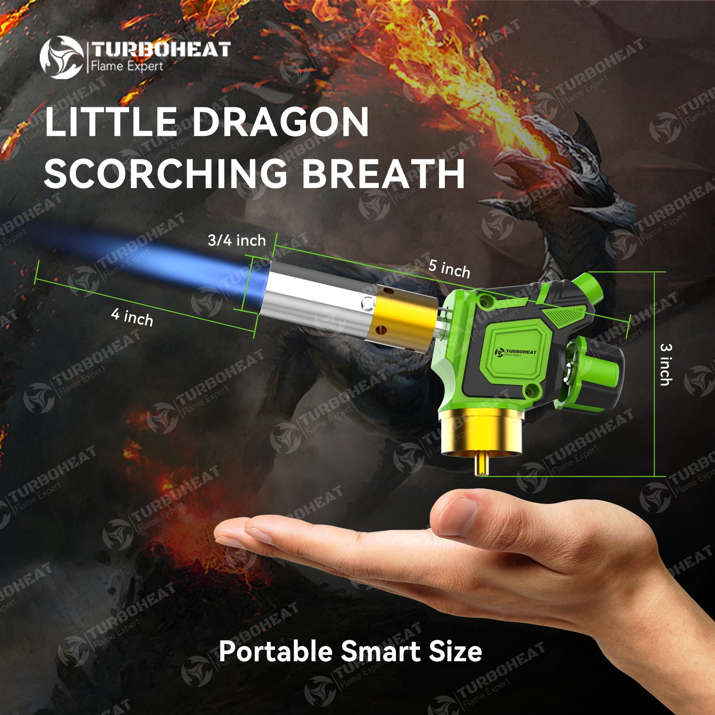 Handy Cyclone Propane Torch Head Turbo Flame Self Ignite Small Welding Torch Fuel on Propane MAPP MAP Pro Gas Cylinder Tank Push Button Trigger Start Mini Nozzle Soldering Brazing Glass Work