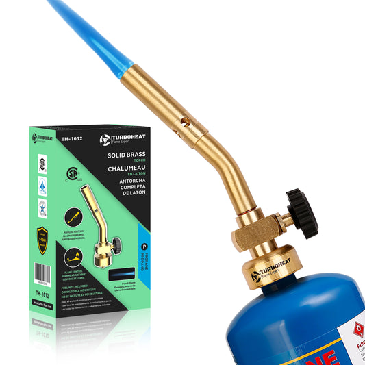 Solid Brass Torch Head with Pencil Flame, Propane Gas Cylinder Tank Mini Nozzle for Soldering, Brazing, Glass Work