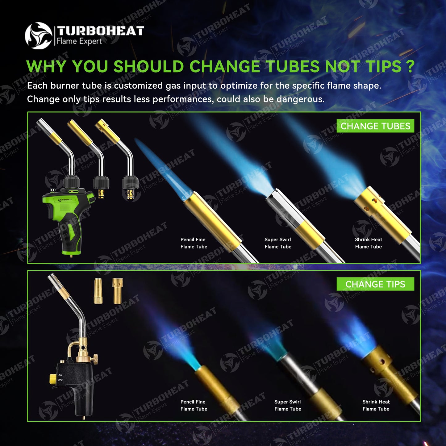 TH-2011 Metal Handle Interchangeable Tube Gas Welding Torch Kit,3 Tubes (Swirl, Pencil, Shrink Searing),Fuel MAPP MAP PRO Propane,Auto Trigger Start, Soldering Brazing Cooking,Heavy Duty 