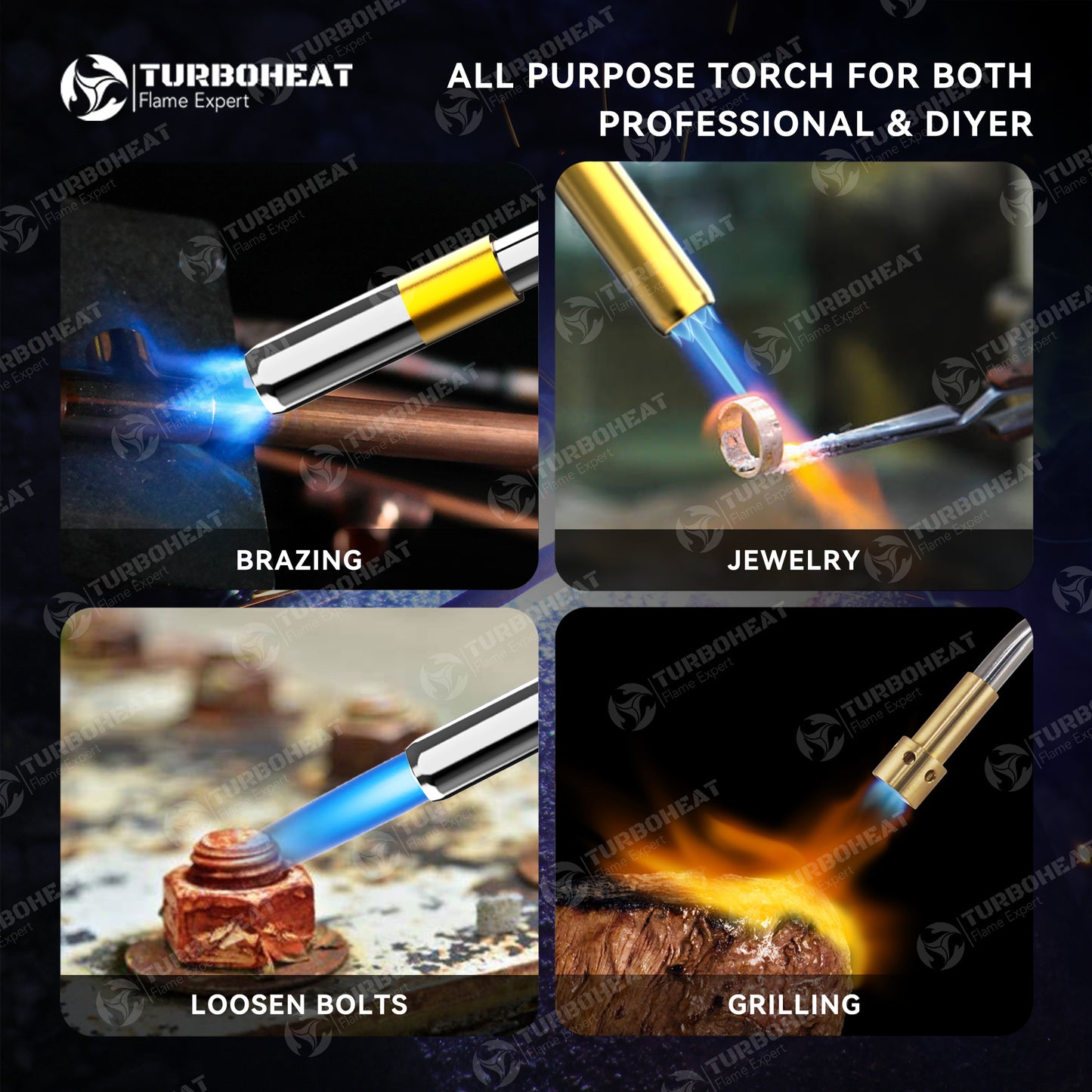 TH-2011 Metal Handle Interchangeable Tube Gas Welding Torch Kit,3 Tubes (Swirl, Pencil, Shrink Searing),Fuel MAPP MAP PRO Propane,Auto Trigger Start, Soldering Brazing Cooking,Heavy Duty 