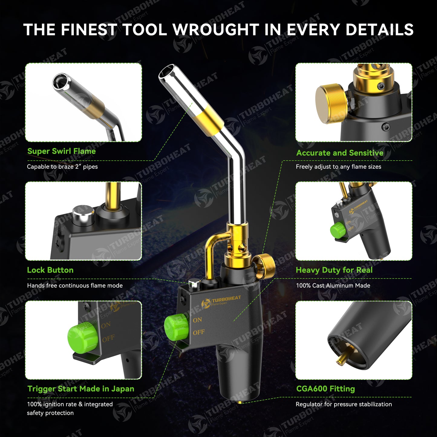 High-Intensity Propane Torch Head,Trigger Start MAPP Gas Torch,Heavy-duty Full Metal Handle Propane Torch Head with Igniter MAP Gas Torch Kit for MAPP PRO Propane Soldering Welding Brazing