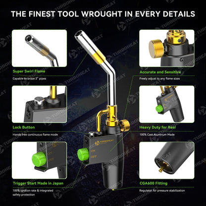 High-Intensity Propane Torch Head,Trigger Start MAPP Gas Torch,Heavy-duty Full Metal Handle Propane Torch Head with Igniter MAP Gas Torch Kit for MAPP PRO Propane Soldering Welding Brazing