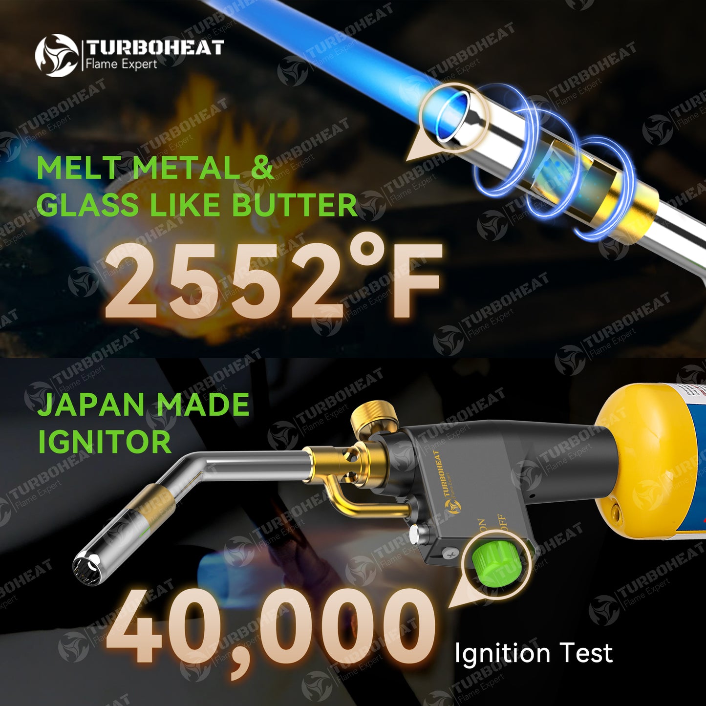 High-Intensity Propane Torch Head,Trigger Start MAPP Gas Torch,Heavy-duty Full Metal Handle Propane Torch Head with Igniter MAP Gas Torch Kit for MAPP PRO Propane Soldering Welding Brazing