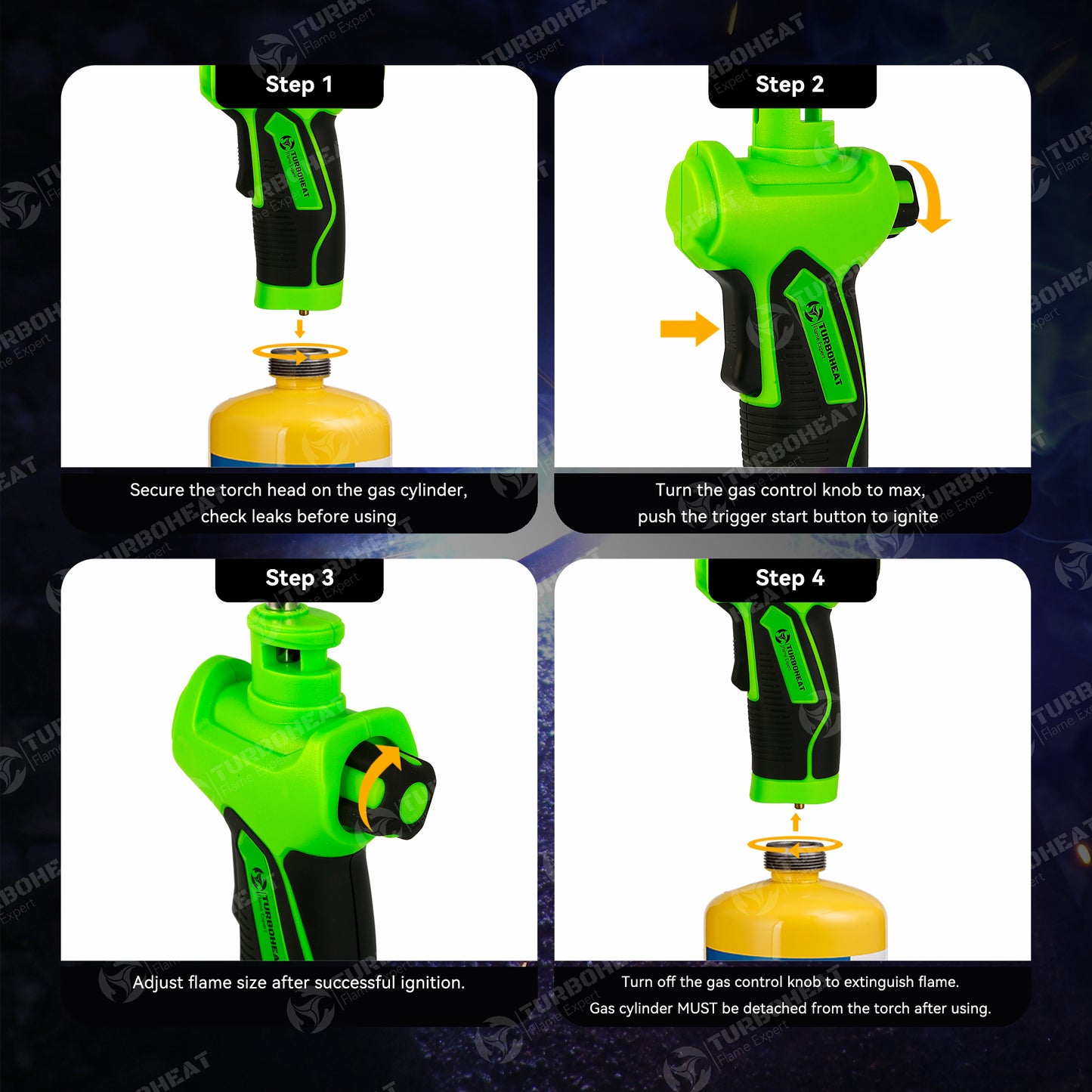 Propane Torch Head with Igniter, Trigger Start, Turbo Torch, Welding, Soldering (Fuel not included)