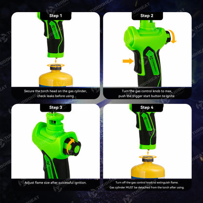 Propane Torch Head with Igniter, Trigger Start, Turbo Torch, Welding, Soldering (Fuel not included)