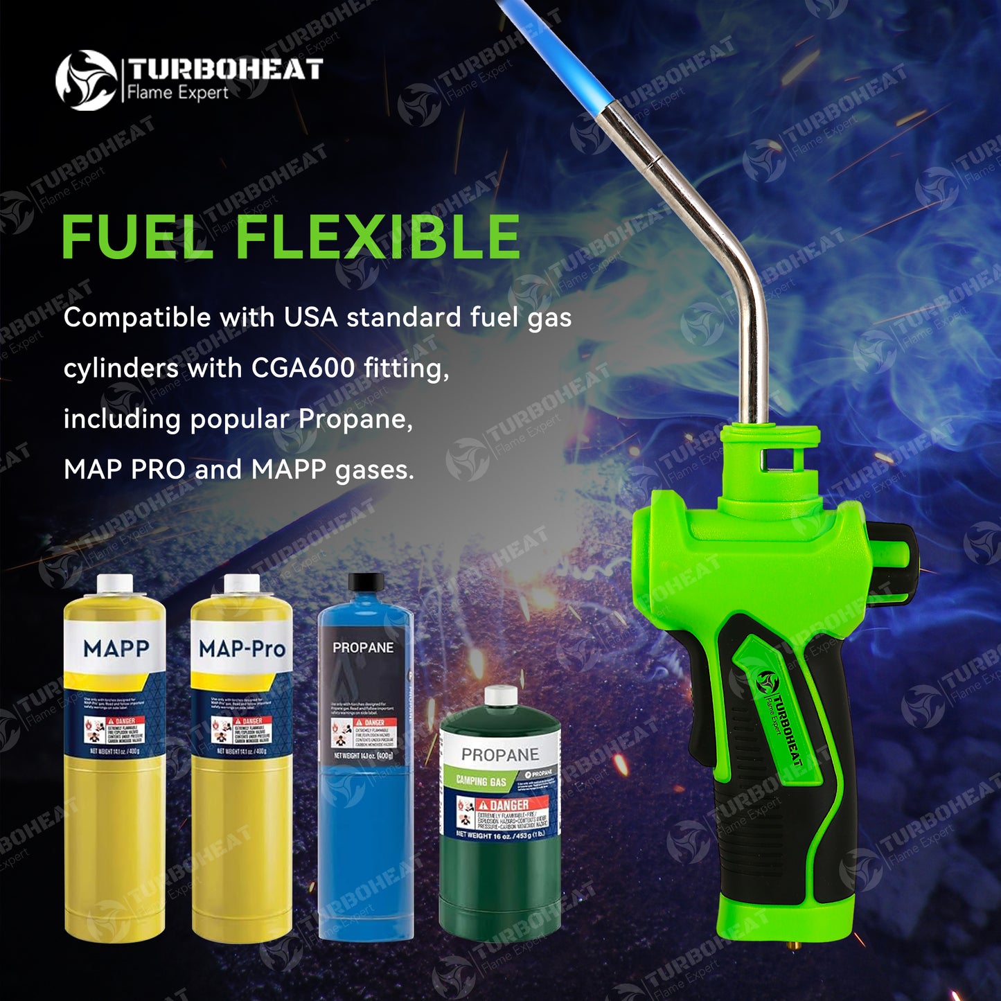 Propane Torch Head with Igniter, Trigger Start, Turbo Torch, Welding, Soldering (Fuel not included)